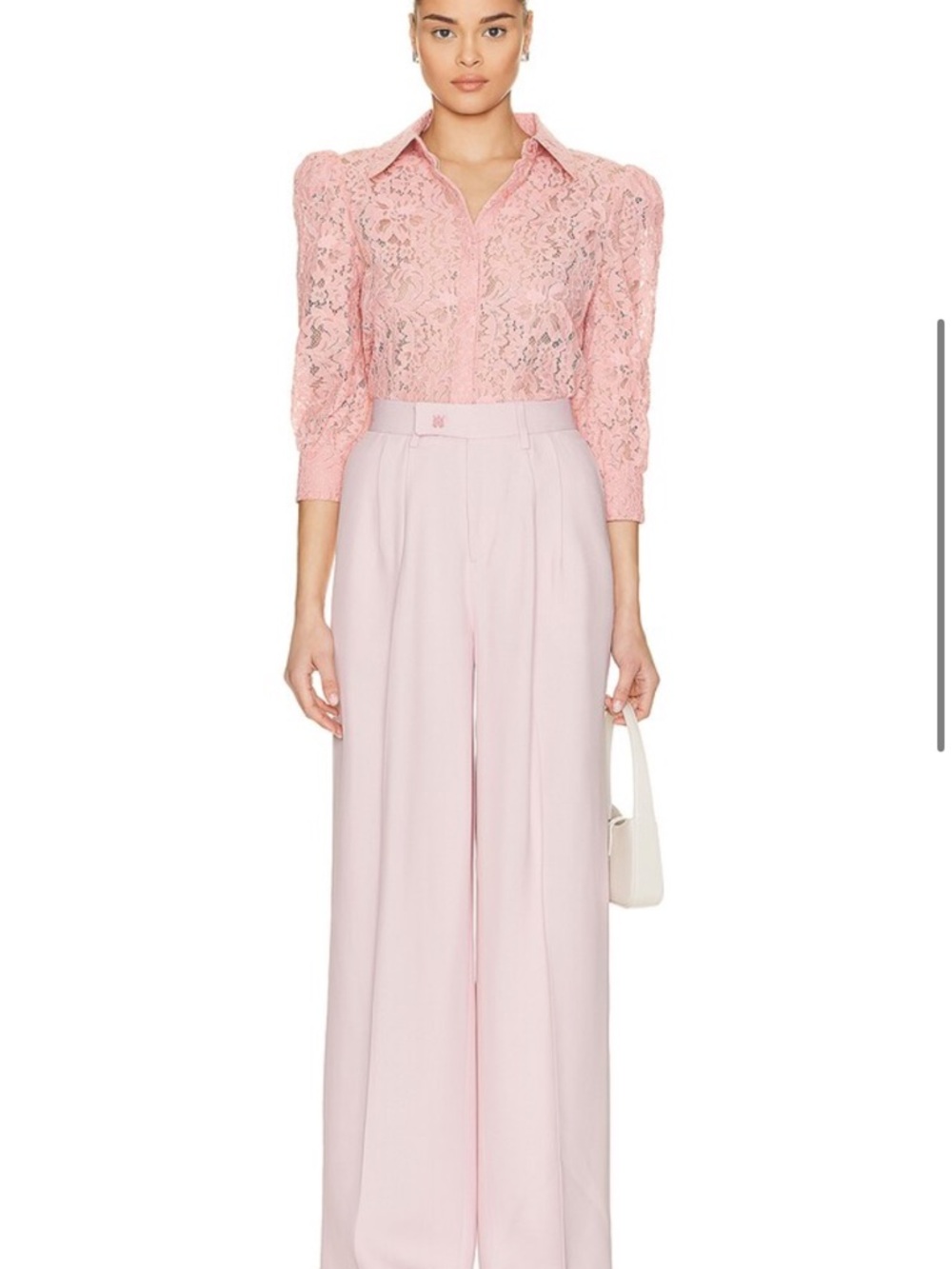 L'AGENCE Pink Lace Button-Down Blouse - Picture 2 of 7